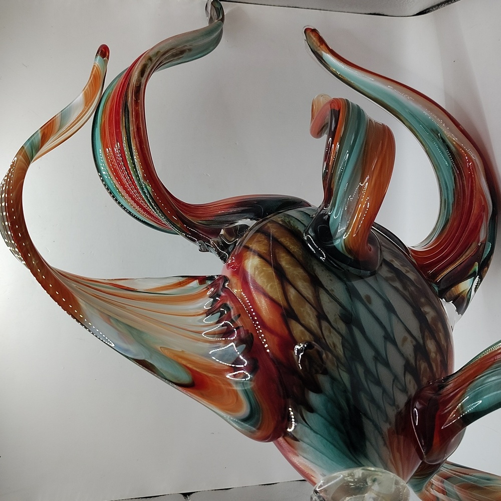 Hudson Glass Company Gorgeous Large Angel Fish Blown Glass Sculpture 14"L x 12"H - Picture 3 of 9